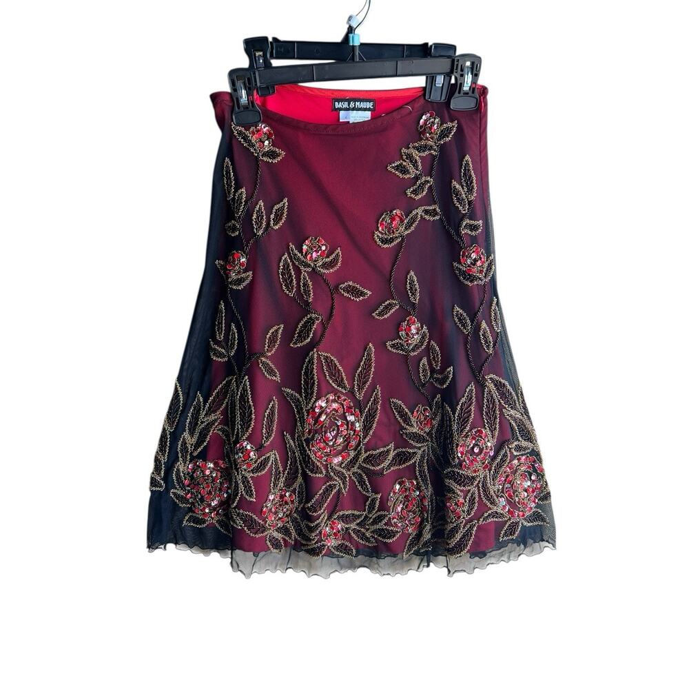 Basil & Maude Mesh Beaded Skirt Women's Size 4 Whimsigoth Dark Romantic Y2K- NEW